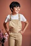 Shop_Little Luxury_Brown Cotton Dungaree For Boys_at_Aza_Fashions