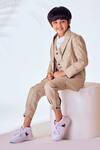 Shop_Little Luxury_Brown Linen Jogger Style Trousers For Boys_at_Aza_Fashions