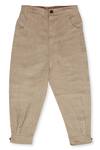 Little Luxury_Brown Linen Jogger Style Trousers For Boys_Online_at_Aza_Fashions