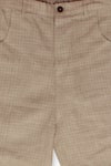 Shop_Little Luxury_Brown Linen Print Checkered Jogger Style Trousers  _Online_at_Aza_Fashions