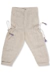 Shop_Little Luxury_Beige Linen Print Striped Baggy Pants  _at_Aza_Fashions