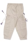 Little Luxury_Beige Linen Print Striped Baggy Pants  _Online_at_Aza_Fashions