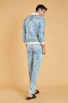 Shop_Siddartha Tytler_White Lycra Satin Plant Print Pyjama Pant_at_Aza_Fashions