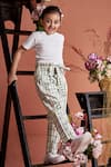 Shop_Little Luxury_Blue Cotton Print Checkered Paperbag Pants _at_Aza_Fashions