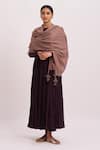 Buy_Dot_Brown Woollen Shawl _at_Aza_Fashions