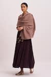 Shop_Dot_Brown Woollen Shawl _at_Aza_Fashions