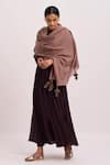 Dot_Brown Woollen Shawl _Online_at_Aza_Fashions