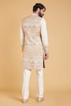 Shop_Siddartha Tytler_White Matka Silk Floral Embroidered Front Zipper Sherwani Set _at_Aza_Fashions