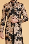 Siddartha Tytler_Black Matka Silk Floral Embroidered Sherwani _Online_at_Aza_Fashions
