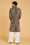 Shop_Siddartha Tytler_Black Matka Silk Embroidered Front Zipper Sherwani _at_Aza_Fashions