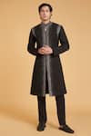 Buy_Siddartha Tytler_Black Knit Embroidered Front Zipper Sherwani _at_Aza_Fashions