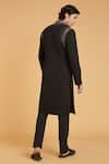 Shop_Siddartha Tytler_Black Knit Embroidered Front Zipper Sherwani _at_Aza_Fashions