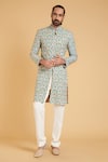 Buy_Siddartha Tytler_White Matka Silk Floral Embroidered Sherwani _at_Aza_Fashions