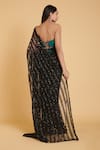 Shop_Siddartha Tytler_Black Striped Sequin Saree Set _at_Aza_Fashions