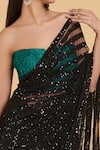 Siddartha Tytler_Black Striped Sequin Saree Set _Online_at_Aza_Fashions