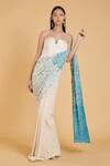 Buy_Siddartha Tytler_White Georgette Embroidered Sequin Notched Ombre Work Saree Set  _at_Aza_Fashions