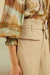 Buy_Cord_Beige Cotton Crinkle Tram Flared Pants _Online_at_Aza_Fashions