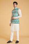 Buy_Siddartha Tytler_White Matka Silk Floral Embroidered Waistcoat _at_Aza_Fashions