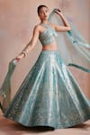 Buy SUHINO Blue Organza, Tissue Mirror , Resham Halter Neck Lehenga Set at Aza Fashions Buy_SUHINO_Blue Organza, Tissue Mirror , Resham Halter Neck Lehenga Set _at_Aza_Fashions