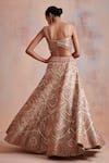 Shop SUHINO Beige Organza, Tissue Mirror , Resham Square Notched Bridal Lehenga Set at Aza Fashions Shop_SUHINO_Beige Organza, Tissue Mirror , Resham Square Notched Bridal Lehenga Set _at_Aza_Fashions