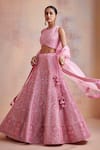 Buy SUHINO Pink Organza, Tissue Dori Work, Resham Work, Sequins Round Bridal Lehenga Set at Aza Fashions Buy_SUHINO_Pink Organza, Tissue Dori Work, Resham Work, Sequins Round Bridal Lehenga Set _at_Aza_Fashions