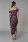 Shop_Saaksha & Kinni_Purple Cotton Silk Printed Abstract Pleated Semicircle Midi Dress For Women_at_Aza_Fashions