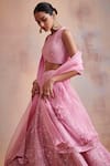 SUHINO Pink Organza, Tissue Dori Work, Resham Work, Sequins Round Bridal Lehenga Set Online at Aza Fashions SUHINO_Pink Organza, Tissue Dori Work, Resham Work, Sequins Round Bridal Lehenga Set _Online_at_Aza_Fashions