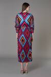Shop_Saaksha & Kinni_Multi Color Chiffon, Cotton Silk Diamond Mandarin Print Organza Sleeve Dress_at_Aza_Fashions