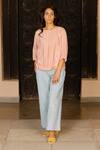 Buy Ayaka Pink 100% Organic Cotton Dobby Made With Bamboo Fibres Floral Round Panelled Top at Aza Fashions Buy_Ayaka_Pink 100% Organic Cotton Dobby Made With Bamboo Fibres Floral Round Panelled Top _at_Aza_Fashions