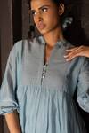 Ayaka Blue Dress 100% Chanderi, Lining 100% Mandarin Collar at Aza Fashions Ayaka_Blue Dress 100% Chanderi, Lining 100% Mandarin Collar _at_Aza_Fashions