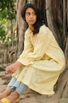 Buy Ayaka Yellow 100% Organic Cotton Made With Bamboo Fibres Floral Shirt Collar Dress Online at Aza Fashions Buy_Ayaka_Yellow 100% Organic Cotton Made With Bamboo Fibres Floral Shirt Collar Dress _Online_at_Aza_Fashions