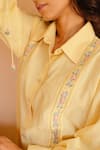Ayaka Yellow 100% Organic Cotton Made With Bamboo Fibres Floral Shirt Collar Dress at Aza Fashions Ayaka_Yellow 100% Organic Cotton Made With Bamboo Fibres Floral Shirt Collar Dress _at_Aza_Fashions