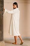 Shop Ayaka White 100% Organic Cotton Made With Bamboo Fibres Floral Shirt Collar Dress at Aza Fashions Shop_Ayaka_White 100% Organic Cotton Made With Bamboo Fibres Floral Shirt Collar Dress _at_Aza_Fashions