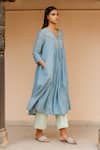 Ayaka Blue 100% Chanderi And 100% Organic Dobby Made With Pleated Tunic Online at Aza Fashions Ayaka_Blue 100% Chanderi And 100% Organic Dobby Made With Pleated Tunic _Online_at_Aza_Fashions