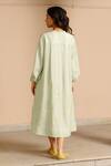 Shop_Ayaka_Green 100% Organic Cotton Made With Soyabean Fibres Polka Dot Patchwork Dress _at_Aza_Fashions