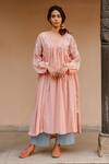 Buy_Ayaka_Pink 100% Chanderi, 100% Organic Dobby Made Embroidered Tunic _at_Aza_Fashions