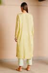 Shop_Ayaka_Yellow 100% Organic Cotton Stripes Made With Orange Fibres Floral Keyhole Dress _at_Aza_Fashions