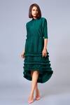 Buy_Scarlet Sage_Green Polyester Xenia Ruffle Dress_at_Aza_Fashions