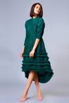 Scarlet Sage_Green Polyester Xenia Ruffle Dress_Online_at_Aza_Fashions