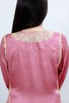 Shop Daljit Sudan Pink German Satin And Georgette Tilla & Aari V Embroidered Phiran Kurta Pant Set at Aza Fashions Shop_Daljit Sudan_Pink German Satin And Georgette Tilla & Aari V Embroidered Phiran Kurta Pant Set _at_Aza_Fashions