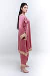 Daljit Sudan Pink German Satin And Georgette Tilla & Aari V Embroidered Phiran Kurta Pant Set Online at Aza Fashions Daljit Sudan_Pink German Satin And Georgette Tilla & Aari V Embroidered Phiran Kurta Pant Set _Online_at_Aza_Fashions