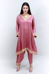 Buy Daljit Sudan Pink German Satin And Georgette Tilla & Aari V Embroidered Phiran Kurta Pant Set Online at Aza Fashions Buy_Daljit Sudan_Pink German Satin And Georgette Tilla & Aari V Embroidered Phiran Kurta Pant Set _Online_at_Aza_Fashions