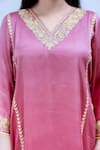 Shop Daljit Sudan Pink German Satin And Georgette Tilla & Aari V Embroidered Phiran Kurta Pant Set Online at Aza Fashions Shop_Daljit Sudan_Pink German Satin And Georgette Tilla & Aari V Embroidered Phiran Kurta Pant Set _Online_at_Aza_Fashions