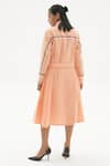 Shop_Corpora Studio_Peach Martin Crepe Embroidery Shirt Collar Striped Dress  _at_Aza_Fashions