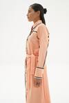 Corpora Studio_Peach Martin Crepe Embroidery Shirt Collar Striped Dress  _Online_at_Aza_Fashions