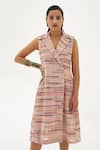 Buy_Corpora Studio_Pink Upcycled Certified Organic Cotton Notched Collar Dress _at_Aza_Fashions