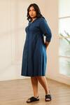House Of Her_Blue Tula Cotton Shirt Dress _Online_at_Aza_Fashions
