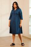 Buy_House Of Her_Blue Tula Cotton Shirt Dress _Online_at_Aza_Fashions