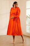 Buy_House Of Her_Orange Glow Gathered Dress _at_Aza_Fashions