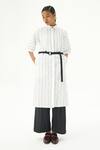 Buy_Corpora Studio_White Cotton Shirt Collar Striped Dress  _at_Aza_Fashions